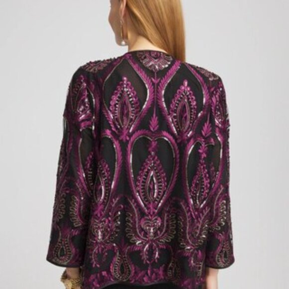 NWT CHICOS Travelers™ Collection Mesh Embroidered Jacket SIZE 2. 12/14 - Picture 2 of 4